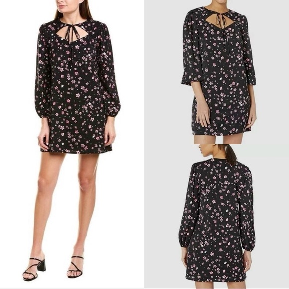 Cupcakes and Cashmere - Black Odele Printed Crepon A-line Dress - Picture 2 of 9